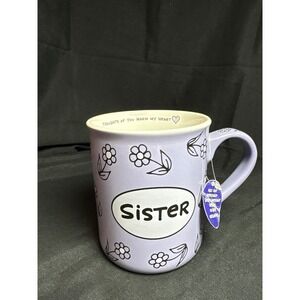 Our Name is Mud Sister Color Changing Mug‎ Purple Floral Lorrie Veasey Ceramic
